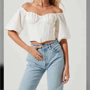 ASTR THE LABEL CORSET OFF THE SHOULDER TOP